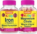 WellYeah Iron + Vitamin C Děti + Magnesium Citrát Děti, Gummies Bundle - Velký Ochutnávka, Vitamin dodatek, Lepek zdarma, GMO zdarma, Žvýkací Gummy