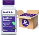 Natrol Acai Berry, dodatek stravy, Antioxidant Protection & Defense, The Ultimate Super Fruit, 900 mg Veggie Kapsle, 75 Počet (balení po 12)