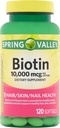 Jarní údolí Biotin dietní dodatek, 10,000 mg, 120 Softgels