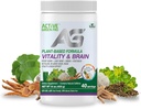 Vitalita & Brain Powder, Směs synergistických bylin, Lví hříva, Ginkgo, a zelenina, Plant- based Formule, No Fillers, No Sugar Added - 40 Služeb
