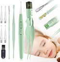Odstranění uší Nástroje, 9 Pack Ušní čisticí nástroj, Ušní Pick s 2 LED světla, Built- in USB Ušní Wax Remover pro děti a dospělé