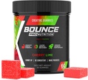 Bounce Pro Creatine Monohydrát Gummie pro muže a ženy, Nízká kalorie, 6G Creatine per Serving, Vegan, Anti- Melting, Gluten- Free, Non- GMO, 2g Creatine per Gummy (30ct, Cherry Lime)