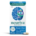 NEURIVA Brain + doplněk očí pro paměť, Focus & Concentration with Lutein & Vitamins A C E and Zinek for Eye Health & Zeaxanthin to Filter Blue Light, 30ct Kapsle