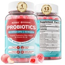 NEVISS Probiotic + Prebiotické gumy pro dospělé a děti 4 +, Cukr zdarma Žvýkací 50 Miliardy CFU w / Fiber, Vitamin B1 B2 D3 & Zink, pro stravovací & Gut zdraví, Zvýšení mikroflora rozmanitost, 60 Cts