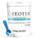 Zeolit Detox Powder - Clinoptilolite dodatek pro kompletní vyčištění těla, Gut zdraví, energie, imunitní a pH podpora 124; přírodní mineral - 1000g