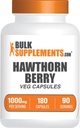 BulkSupplements.com Hawthorn Berry Kapsle - Bylinný dodatek, Hawthorn Berry Extract 1000mg - Gluten Free, 2 Kapsle per Serving, 180 Počet (balení po 1)