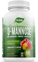 100% čisté D- Mannose Kapsle 1000 mg s Cranberry, Hibiscus, a Dandelion Extract, rychle působící profesionální UTI Prevence Formule pro močení Trakt Zdraví a močová měchýř Podpora