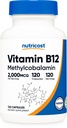 Nutricost vitamin B12 (methylkobalamin) 2000mcg, 120 Kapsle - Vegetariánské Caps, Non- GMO, gluten zdarma B12 dodatek