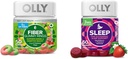 OLLY Fiber Gummy prstenů 50ct & Sleep Gummy 60ct s melatonin, L- Theanin, Heřmánek, Lemon Balm
