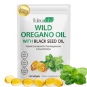 Oregano olejové kapsle, 2 v 1 Olej oregano s černým semenným olejem, Oregano olejové kapsle, Organický olej oregano extrakt, Non- GMO, gluten zdarma
