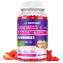 Gumy hořčíku pro děti - Glycinátové gumy hořčíku s vitamínem D3, B6, Draslíkem a Ashwagandha, Magnesium pro děti a dospělé Relaxace, Spánek, Brain & Bone Health - Vegan Jahoda 60ct