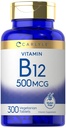 Carlyle Vitamin B-12 500mcg IR 124; 300 Tablet IR 124; Vegetarian, Non-GMO, gluten zdarma dodatek