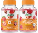 Živý vitamín D Děti + vápník Hořčík Děti, Gummies Bundle - Velký příchuť, doplněk vitamínu, gluten zdarma, GMO zdarma, Žvýkací žlab