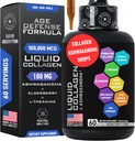 Tekutý kolagen pro ženy a muže s uklidňující Ashwagandha - 100,000mcg Bovine Collagen Drink, 100mg Ashwagandha Tekutý pro zářivou pleť, vlasy, nehty, a imunitní podpora - 2oz Berry Flavor Drops