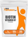 BulkSupplements.com Biotin 10000mcg Powder - Vitamin B7, Vitaminy pro vlasy, kůži a nehty - Gluten Free, 1g per Serving (10mg Biotin), 100g (3.5 oz) (Balení po 1)