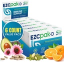 EZC Pak 5denní imunní systém Booster s Echinacea, Vitamin C, Zinek a vitamín D - Tapetovaný doplněk imunitní podpory pro dospělé - Podporuje imunitu, snadné cestování - Supplement Pack - (Balení 6)