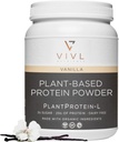Plant Protein- L Powder Vanilla, Vegan, Organic, No Dairy, No Sugar, No Gluten, Keto, Nízký karb, Čisté ingredience, Nízké Fodmap, pro muže a ženy, 25g, 27 Služeb, 33oz