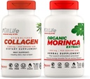 Plný život Hydrolyzované kolagen a Moringa Oleifera Kapsle - Dietní doplňky - Bovinní Kolagenové pilulky pro ženy a muže, Gluten- Free - Veggie Kapsle