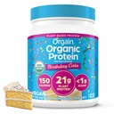 Orgain Organic Vegan Protein Powder, Birthday Cake - 21g Plant Based Protein, 7g Prebiotic Fiber, Low Net Carb, No Lactosa Ingredients, No Added Sugar, Non- GMO, for Shakes & Smoothies, 1.02 LB