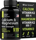 Citrát vápenatý s vitaminem D3 K2 & Glycinátem hořčíku - Doplněk pro kostní sílu - Doplňky vápníku pro ženy a muže - hořčík a vápník D3 K2 pilulky pro zdraví kostí - 90 Kapsle
