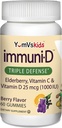 ImmuniD Elderberry Gummies for Kids by YumVs OF 124; Imunitní podpora, Vitamin C & Vitamin D OF 124; Kompletní imunitní systém Podpora OF 124; Natural Berry Flavor Chewables- 60 Count OF 124; Vitamin C a D pro děti