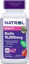 Natrol Biotin 10000 mcg, Strawberry Flavor, Rychlé rozpuštění tablety, Extra síla, 250 Počet