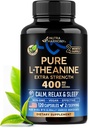 L Theanine 400 mg CLAS124; L- Theanine Stress Relief 124; Extra Strength Supplement CLAS124; Vyrobeno v USA CLAS124; Relaxation, Sleep & Calm Support CLAS124; Pro muže a ženy CLAS124; Plant based, Non- GMO & Gluten- Free CLAS124; 120 Vegan Capsules