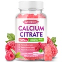 Citrátové gumy vápníku 1000mg w / vitamin D3, vysoce absorpční doplněk vápníku pro ženy a muže, Plus hořčík, draslík, zinek pro svalovinu a imunitu, bez cukru, Malina Flavor, 60 Počet