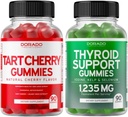 Tart Cherry (90 Gummies) Podpora hladiny kyseliny močové pro dospělé - Výkonný antioxidant s Celery Seed a štítné žlázy (90 Gummies) Ashwaganda & Bladderwrack Supplement - Vegan & Made in USA