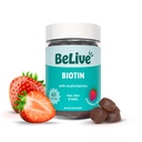BeLive Biotin Gummies s multi vitaminy, folát, Inositol - Podporuje růst vlasů, Zdravá kůže a nehty - Vegan, Pectin based - Jahodové aroma (1)