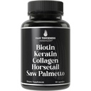 Biotin (5000mcg), Keratin, kolagen, Koňský ocas, Saw Palmetto - 5in-1 Příplatek k růstu vlasů & Vitamíny pro ženy a muže, DHT Blokovací kapsle pro Thinning - Vlasové růstové vitamíny