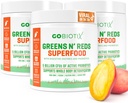 GOBIOTIX Super Zelené a červené Powder - Červený a zelený Superfood - Probiotický dodatek - Digestivní Enzymy a kořenový prášek pro řepu - Organic Whole Foods Dieter Supplement (Mango, 3 Pack)