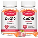 2 balení CoQ10 gumové, 5X lepší absorpční koenzym Q10 pro podporu buněčné energie a antioxidantů, 120 Broskvové gumové
