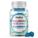 Hyaluronické kyselé gumy, Hyaluronické kyselé doplňky s vitaminem C & Biotin 5000mcg pro pleť, vlasy, nehty zdraví, spojky doplňky pro ženy a muže, nízký cukr, Vegan, Non- GMO, 60 Počet