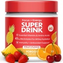 Fake Zdravý energetický nápoj prášek Mix - Clean Caffeine + B12, B6, C & D Vitamíny - Sugar Free Energy Drink Powder with Electrolytes, Amino Acids, Antioxidants, Lions Mane - Vegan, Keto- Friendly - 30 SVG, Ovocný punč