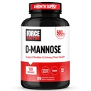 FORCE FACTOR D Mannose, D- Mannose 500mg dodatek k podpoře močového traktu Zdraví pro ženy a muže, Nábytek na kontrolu močového měchýře, Premium Quality, Vegan, Non- GMO, 120 Kapsle