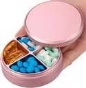 Metal Pill Pořadatel 4 Compartments - Přenosné cestovní Pill Pouzdro Denní, Vodotěsné Pill Box pro kabelku, Kompaktní Pill Holder Medicine Kontejnery pro vitamin Cod Játra olejové doplňky Pink
