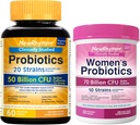 Newrhythm Gut & feminin Zdravotní Bundle, Probiotika 50 miliard CFU & Ženské Probiotika 70 miliard CFU, Denní Gut Zdraví & Feminin Péče, 90 Kapsle Celkem (Balení po 2)