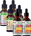 NUSAVA Vitamin B12 Tekuté kapky Bundle, Jahodové ochucené D3 K2, & Vanilla ochucené D3 K2 - Potenciální tekuté vitaminy pro srdce, energie, Brain & Imunitation Support - Non- GMO, gluten- Free, 2pk Každý