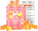 Zdraví Habit vlasy, kůže a hřebíky dodatek (60 Gummies) - 2500mcg Biotin, Vitamin C, Vitamin E, Silné hřebíky, Peach Flavor, Vegan, gluten zdarma, Non- GMO