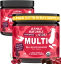Llama Naturals Děti Multivitamin Gummies, Vegan, Organic with Vitamin D, C & K, Toddler Real Fruit Gummy Vitamíny, Žvýkací dodatek, Celé jídlo Multivitamin, No Added Sugar Cane, Cherry, 2 Pk