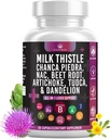 Mléko Thistle NAC Chanca Piedra Beet Root Artichode Dandelion Root- Játra doplněk Plus Astragalus TUDCA Cholin & Ginger- 60 Počet