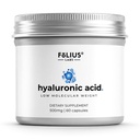 Ultra vysoká čistota Hyaluronová kyselina Kapsle 500 mg - 95% Hyaluronát sodný - Vysoce čištěný a biologicky dostupný - Nízká molekulová hmotnost - Non- GMO fermentovaný - 60 Kapsle