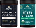 Starověké Nutrition Bone Broth Kolagen Powder, Čisté, 30 Servings + Organic Supergreens Powder, Green Flavor, 25 Servings