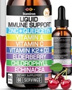 Zinek Quercetin Vitamin C D3 Tekutá imunitní podpora s vitaminem A K2 Echinacea chlorofyl a bezinky - 9in1 Imunitní obranné kapky Komplex pro imunitní zdraví Respirační zdraví - 60 Služební