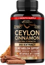 Ceylon Skořice Kapsle - Extra síla - Energy Heart & Metabolismus Podpora pro muže a ženy - Čistá přírodní Skořice 20: 1 Extract dodatek - GMO & gluten zdarma - Made in USA - 60 Kapsle 2 měsíce