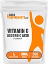 BulkSupplements.com Ascorbic Acid Powder - vitamín C dodatek, pro imunitní podporu - Ascorbic Acid Food Grade, gluten Free, 1g per Serving, 500g (1,1 lbs) (balení po 1)