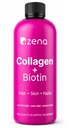 Zena Nutrition Liquid Collagen for Women & Men (Type 1 & 2) & 5000mcg Biotin, 2500mg Verisol Bioactive Collagen Peptides, Vlasy, kůže, dodatek k nehtu, Smíšené Berry, 60 Služeb, 20.3 fl oz