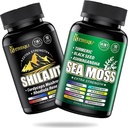 Mořský Moss a shilajit Bundle - 90 Hrabě - Mos Moss, Black Seed Oil, Ashwagandha, Turmeric & Shilajit, Burdock, Bladderwrack 21 v 1 Doplňky (2 balení) Brown-2