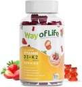 Vitamin D3 5000 IU (125 mcg) + K2 (MK- 7) 100 mcg Sugar- Free Gummies, Strawberry - 120 Počet, Kost a srdce Zdraví pro dospělé, Muscle Funtion, Pectin, Chuť, Chewy, Non- GMO, Gluten- Free, Gelatin- Free